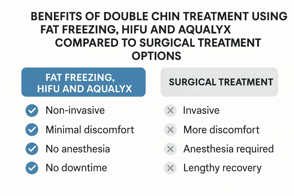 Graphic about the benefits of double chin treatment Bexleyheath - from LA LIPO