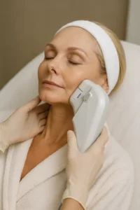 Woman receiving HIFU non surgical facelift treatment Bexleyheath